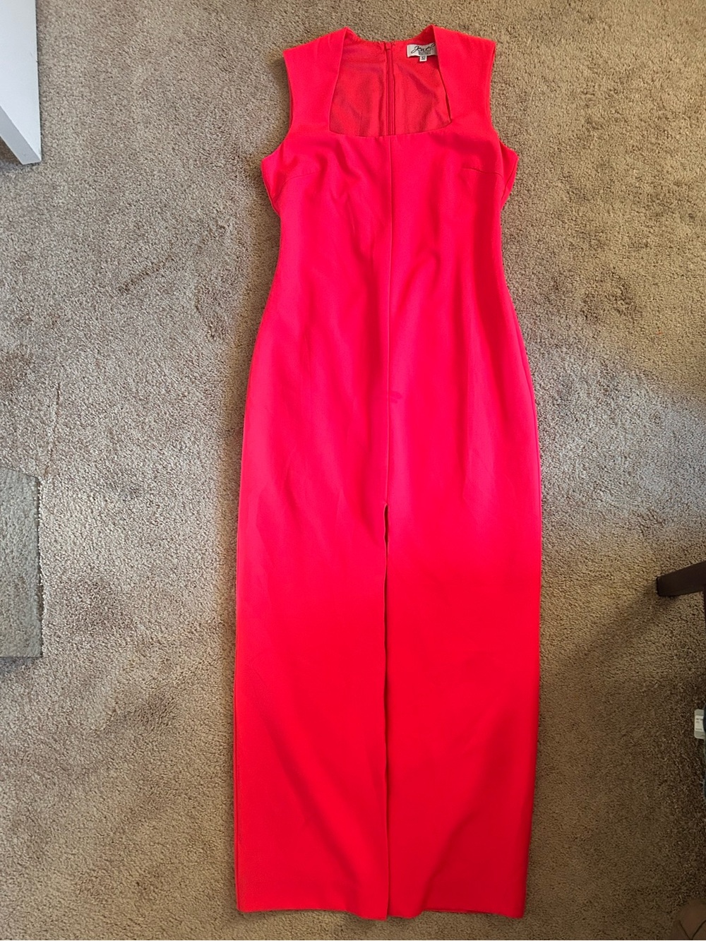 Jewel by Badgley Mischka Hot Pink Square Neck Maxi Dress, Size 12